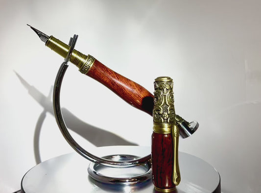 Sophisticated Antique Bronze Honduran Rosewood Fountain Pen