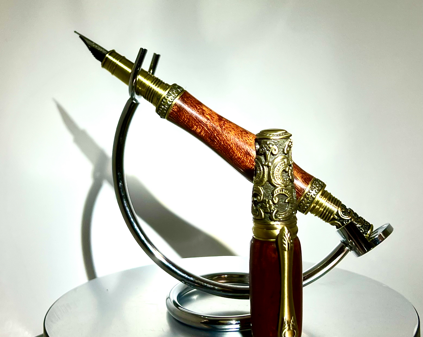 Sophisticated Antique Bronze Honduran Rosewood Fountain Pen